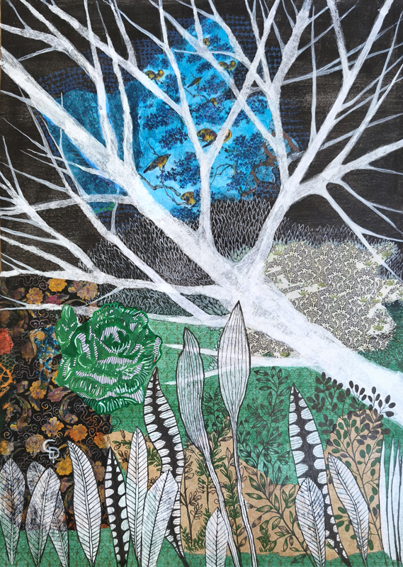 Lysiane D. COSTE technique mixte sur papier, on paper